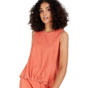 Alfani Linen Blend Cinched Waist Sleeveless Top Size Small